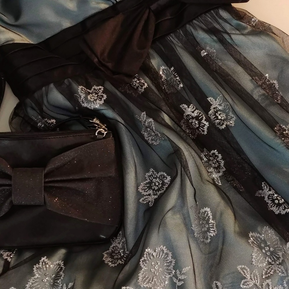 Slate & Black Sparkling Party Dress - Picture 3 of 6